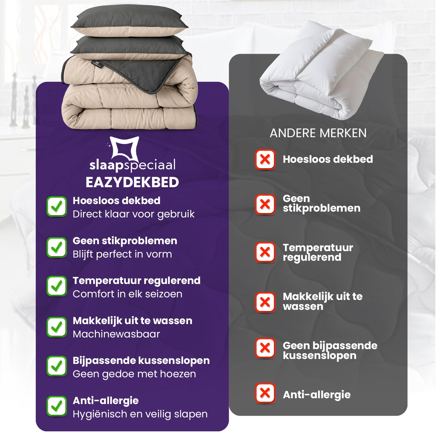 eazydekbed® – Anthrazit/Creme – Ohne Bezug & Waschbar – Für das ganze Jahr