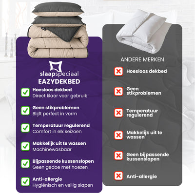eazydekbed® – Anthrazit/Creme – Ohne Bezug & Waschbar – Für das ganze Jahr