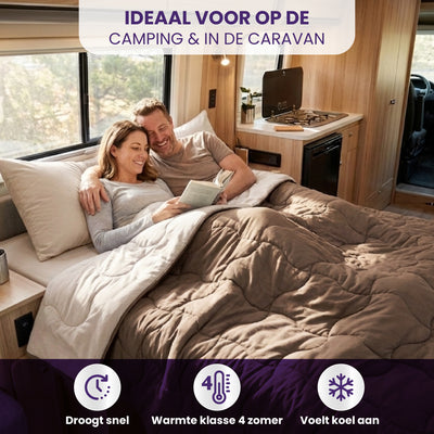 eazydekbed® - Zomerdekbed - Bruin/Creme + Gratis Kussenslopen