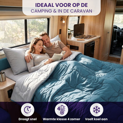 eazydekbed® - Zomerdekbed - Blauw/Grijs + Gratis Kussenslopen