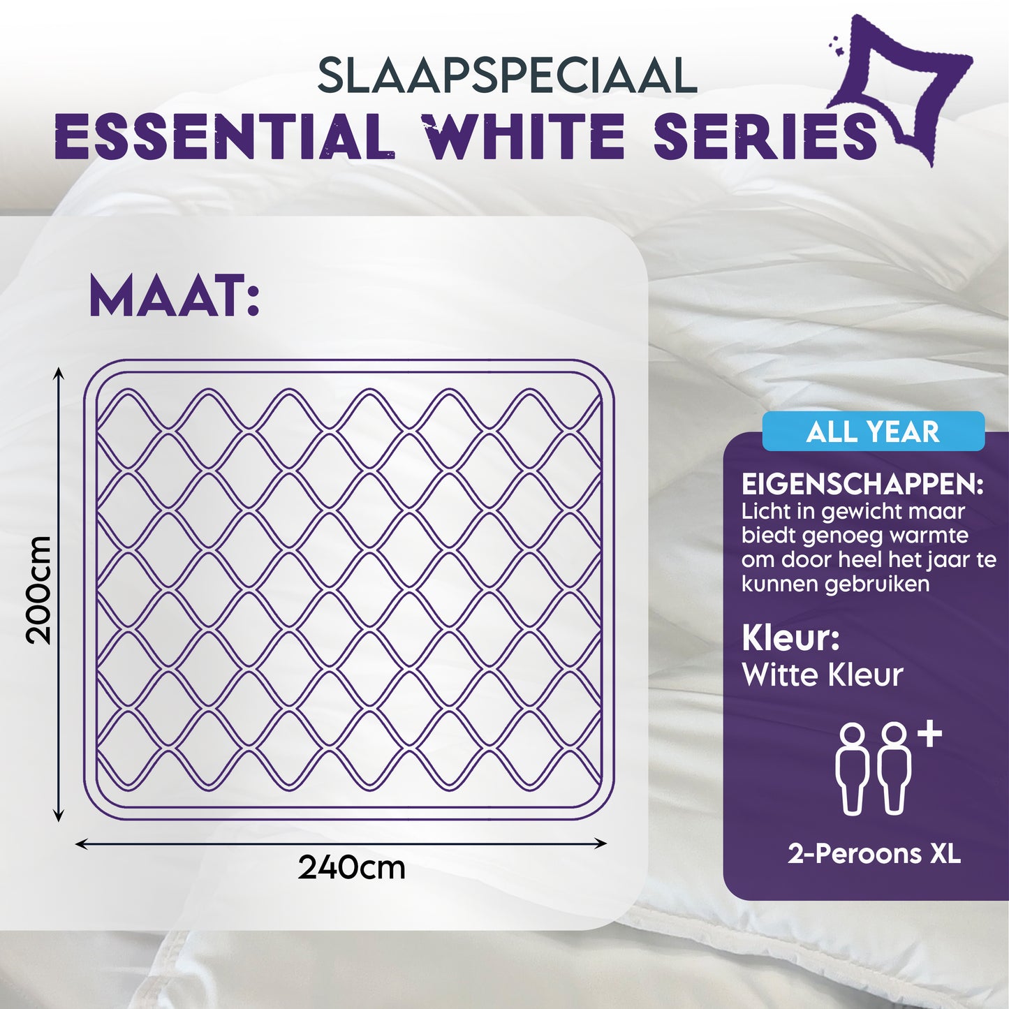 Slaapspeciaal Essential - White Series - All Year Dekbed Wit