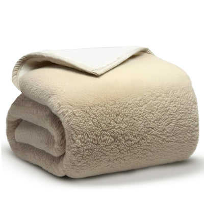 Sherpa-Karo – Extra dicke Sherpa-Decke – Besonders weich, warm und luxuriös – 150 x 200 cm – Taupe