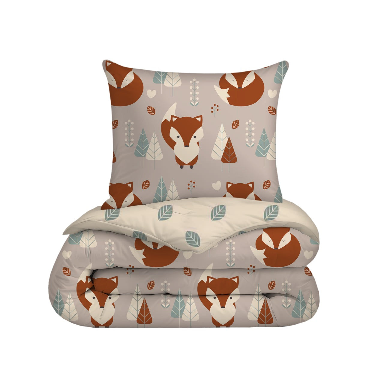 eazydekbed® Kinderdekbed 140x200 cm – Foxy – Hoesloos & Wasbaar – Voor het hele jaar – 100% katoen + GRATIS kussensloop