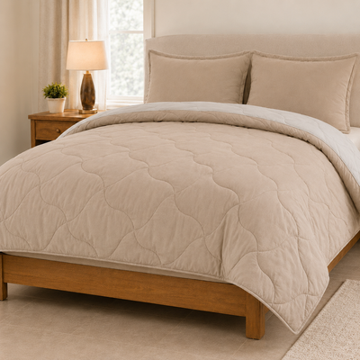 eazydekbed® Sommer-Bettdecke – Taupe/Creme – ohne Bezug und waschbar
