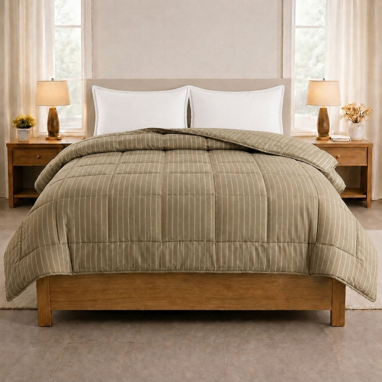 eazydekbed® - Zomerdekbed - Taupe Stripe