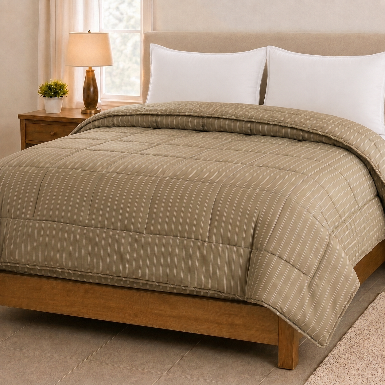 eazydekbed® - Zomerdekbed - Taupe Stripe